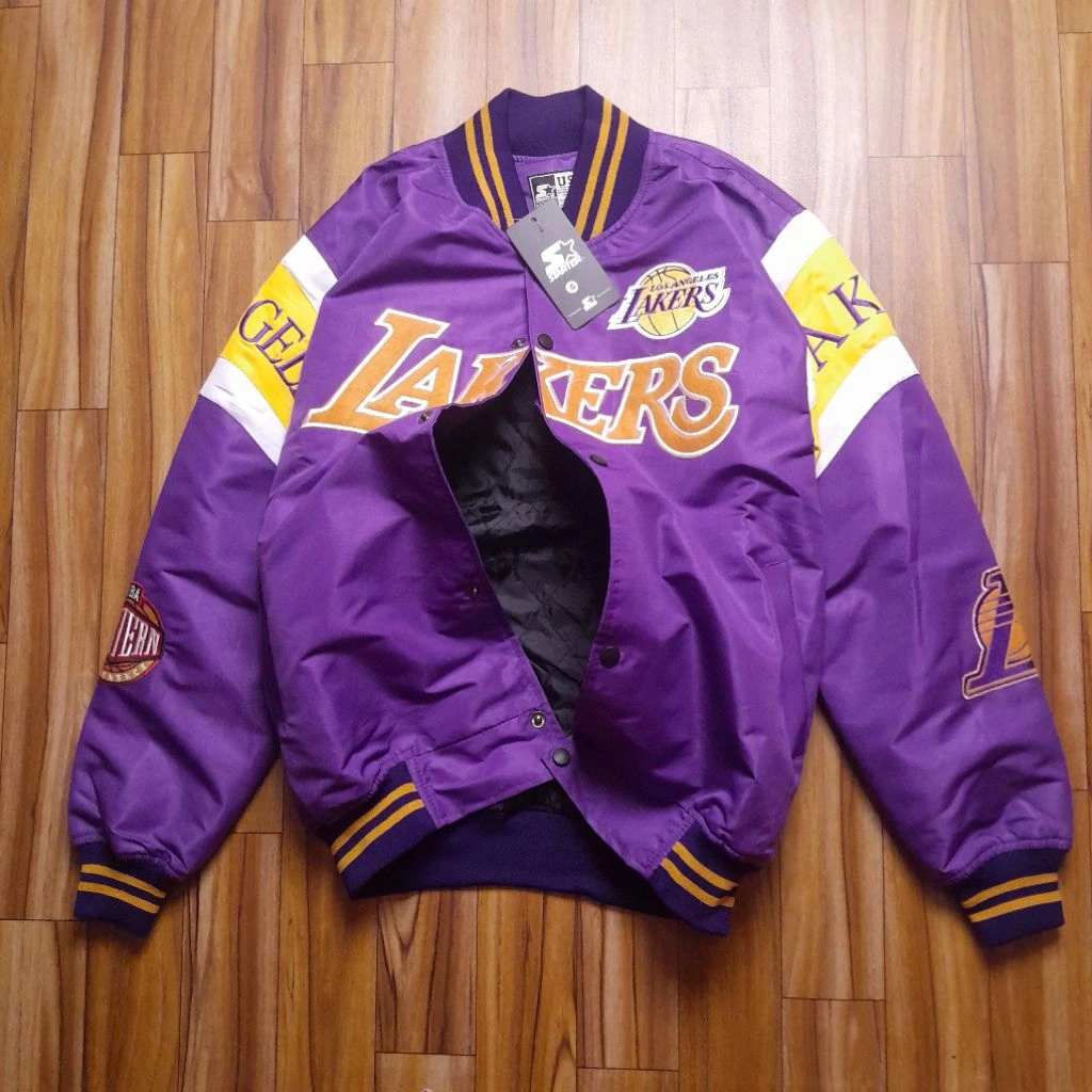 Vintage Varsity Jeket Lakers Bordir Premium