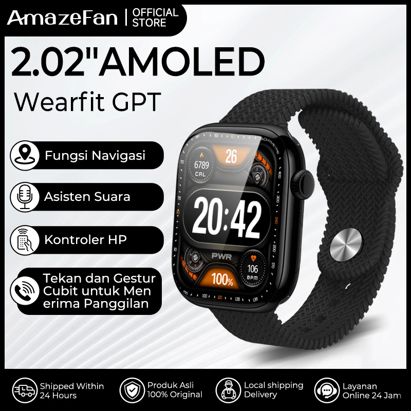 AmazeFan Smartwatch ABVO-10 | Amoled Screen New Edition Monitor Kesehatan / Running Pace / Always on display / Bluetooth Call / Blood Oxygen&Heart Rate Fashion/24H Precise Sleep / Jam Tangan Pria Wanita Smartwatch - Original 100% Bergaransi 1 Tahun