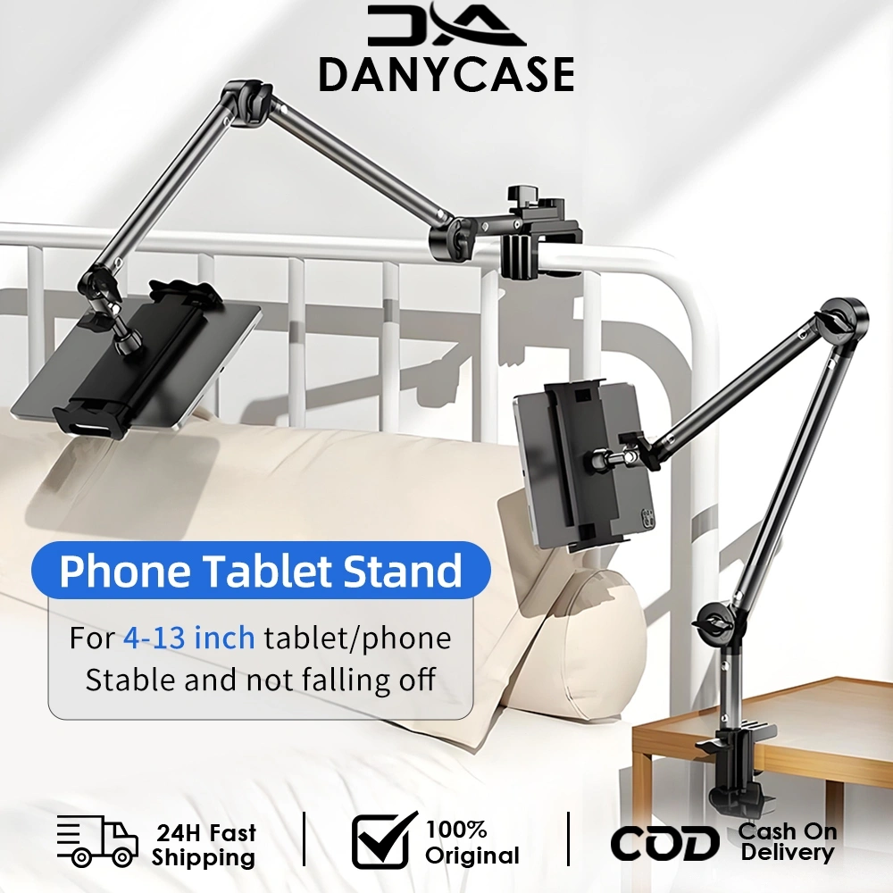 DAYNCASE Stand Holder Premium - Penjepit Tablet & Smartphone Rotasi 360° Multifungsi Tripod HP Kuat untuk Live Streaming/Desk/Mebel