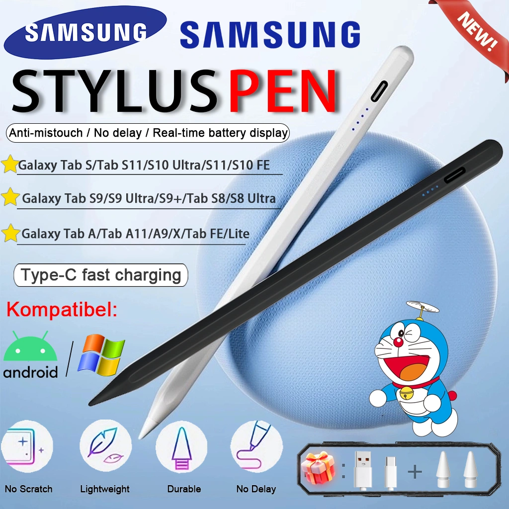 Stylus pen for SAMSUNG Galaxy Tab/Galaxy Tab S10 Ultra/Galaxy Tab S10 FE/Galaxy Tab S9/Galaxy Tab Active 5/Tablet SAMSUNG[2025NEW][100% Asli Garansi 24 bulan][COD]Fungsi tarikan magnetik/sensor kemiringan/stylus pen a9+ universal ipad android redmi pad 2