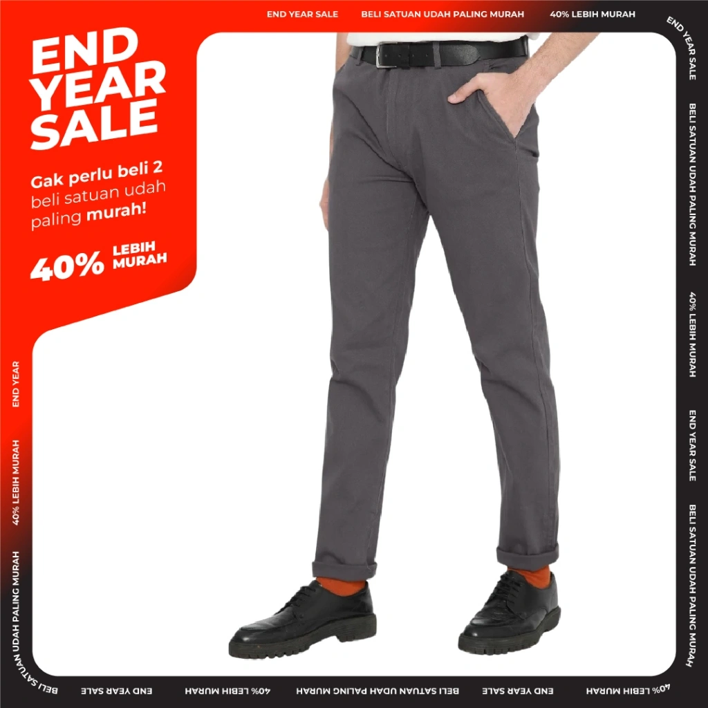 Erigo Chino Pants Jacqui Dark Grey - Celana Panjang Chino Unisex