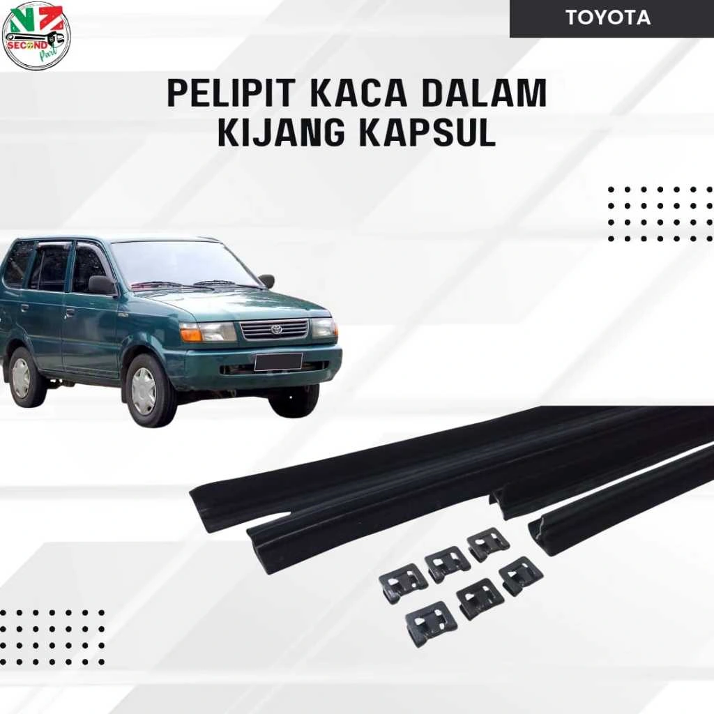 Pelipit Kaca Dalam Mobil Toyota Kijang Kapsul Satuan Set + Klip