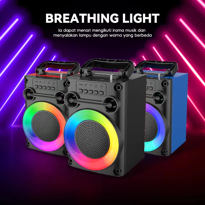 [PRO BASS] MAIKET Speaker Bluetooth Karaoke Protable Super Bass with MIC Polytron Besar Original Mini Wireless Musik Box Full Bass Salon Aktif BT Spiker Hi-Fi Audio 4 inch Powerful Bass Sound System Subwoofer RGB KTV Set Radio FM/TF Card/SD Card/USB/TWS