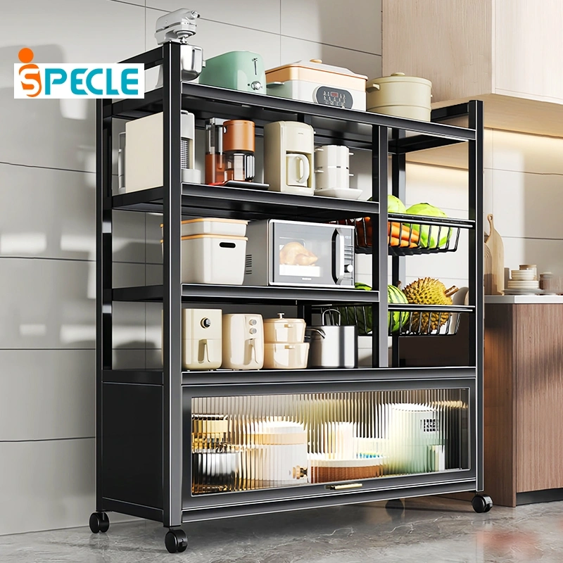iSPECLE  Lemari Dapur Rak Dapur Susun Serbaguna Rak Bumbu Lemari Piring Rak Microwave Oven Penyimpanan Kabinet Dapur Minimalis