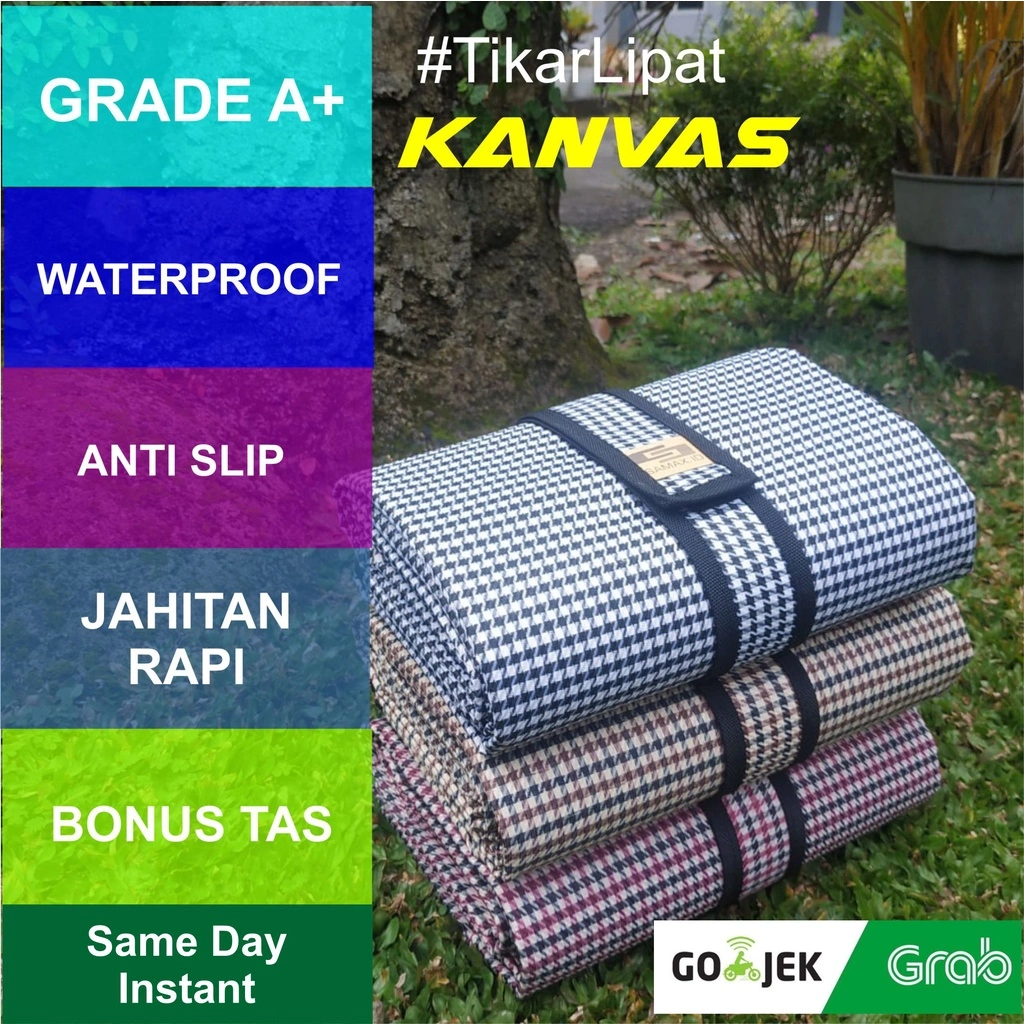 Tikar Lipat Piknik Bahan Kanvas Ukuran 200 x 150 cm Jumbo