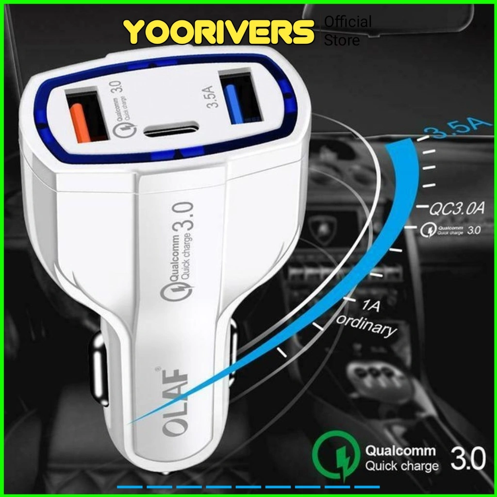 Charger 7A fast Qualcomm car charger USB type C casan mobil 3 port quick charge casan lighter motor