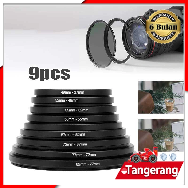9PCS Lens Filter Adapter Ring Step Down Ring Set 49 52 55 58 62 67 72 77 82mm