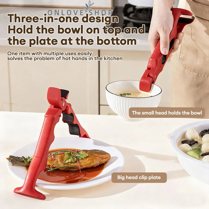 3-in-1 Klip Anti Scald Silikon Klip Dapur Anti Slip Pembuka Botol Penjepit Mangkuk Terisolasi ONLOVE