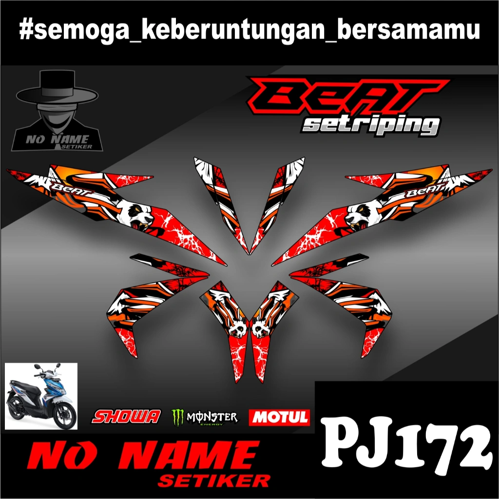 Striping stiker setiker Motor Beat esp (pj172) 2016 2017 2018 2019 / Fi New Esp Iss Variasi Honda 002