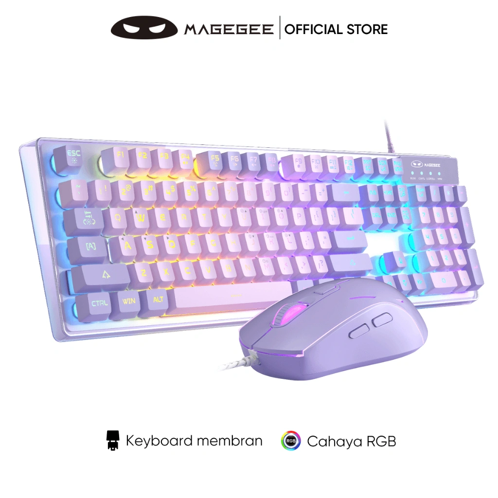 MAGEGEE Keyboard Gaming Wired Dan Mouse Set RGB Light 100% Layout K1