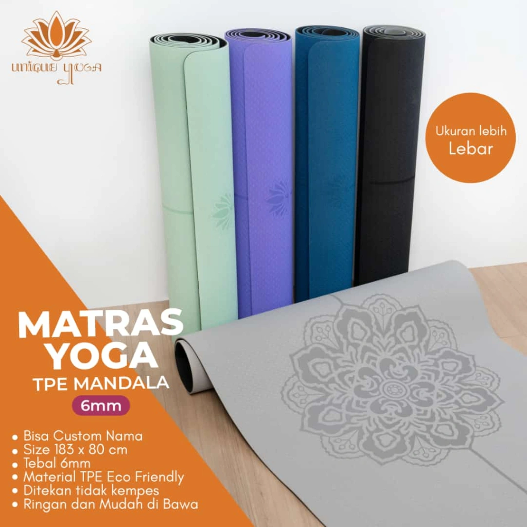 Matras Yoga TPE Mandala 80cm / Matras TPE Mandala 6mm Lebar 80cm / Matras Yoga Pilates / Yoga Mat Big Size / Yoga Mat Motif Mandala Ukuran Besar / Yoga Mat / Alas Olahraga Murah