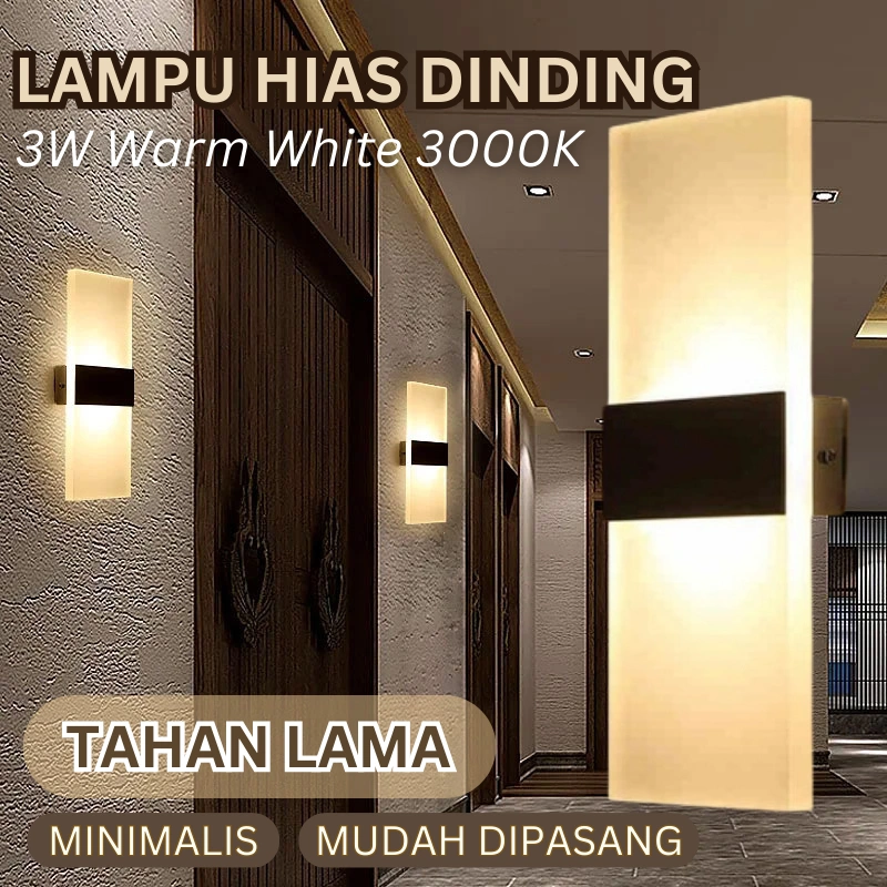 Lampu Hias Dinding Koridor LED 3W Light Warm White Side Wall Lamp Hiasan Penghias Kamar Ruangan