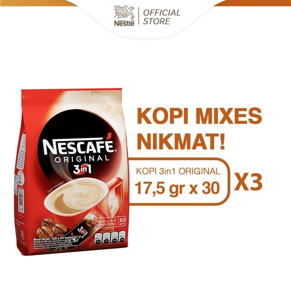 Nescafe Original 3in1 Kopi Instan (17.5gr x 30) x 3 Pcs