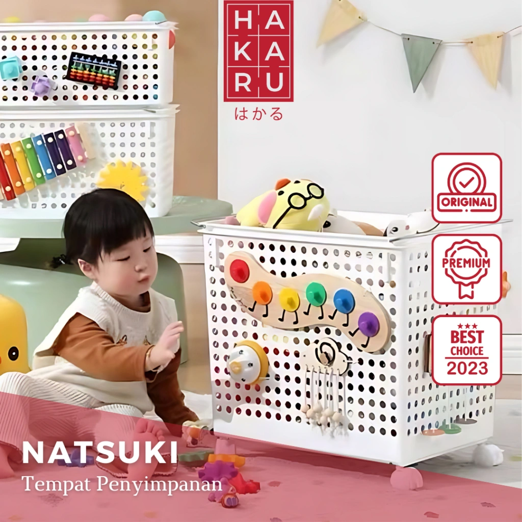 【HAKARU】NATSUKI Rak Dorong Perapi Buku Minimalis Box Roda Majalah Modern Kotak Keranjang Mainan Rack Trolley Barang Rumah Stackable Tumpuk Penyimpanan Baju Kotor Aesthetic