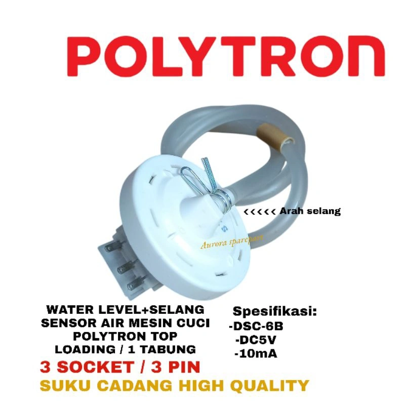 water level + selang /sensor air mesin cuci POLYTRON Top loading/ 1 Tabung produk high quality