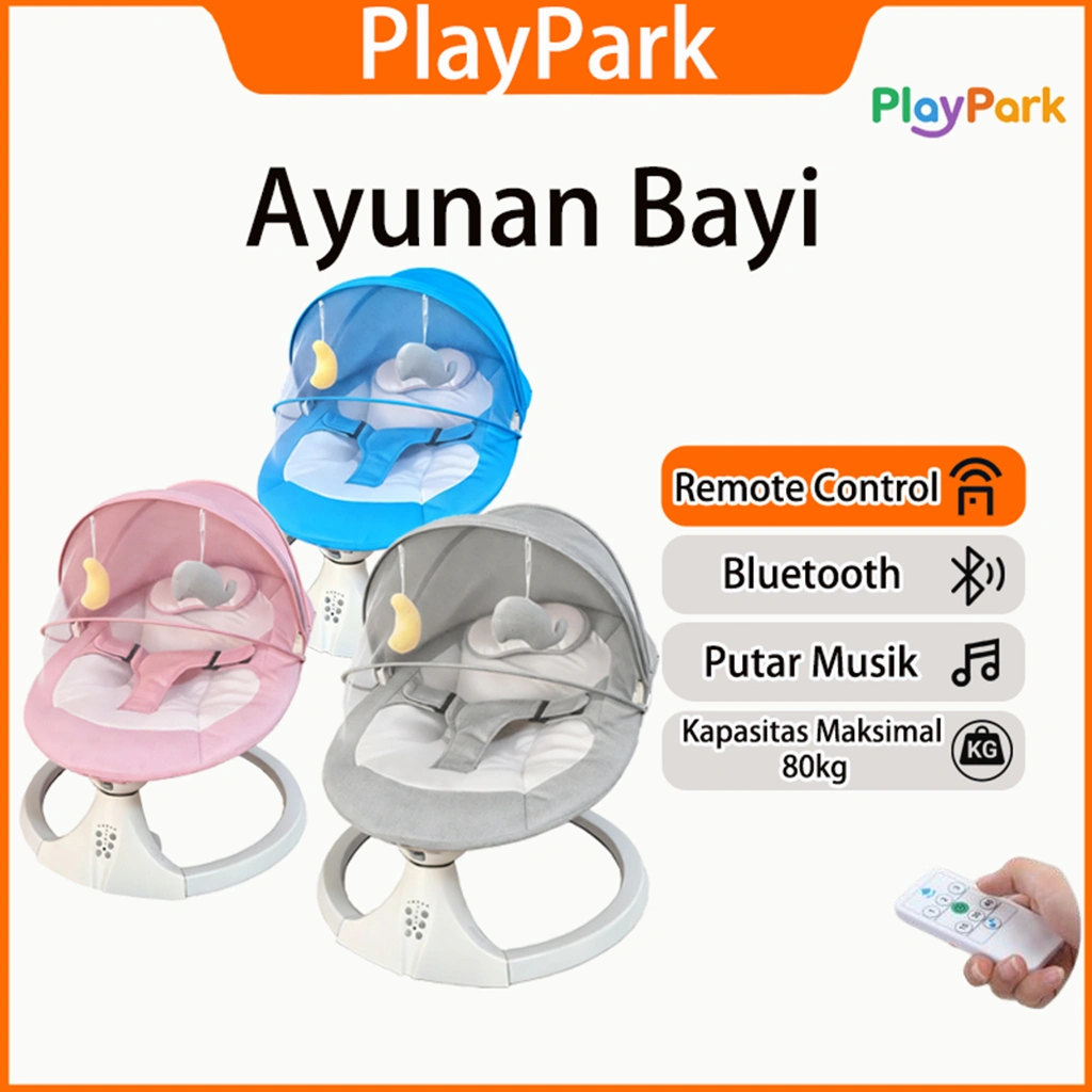 PlayPark Ayunan Bayi Otomatis Elektrik Baby Swing Listrik Lipat Ayunan Bayi Elektrik Automatic Ayunan Bayi Duduk Goyang Portable