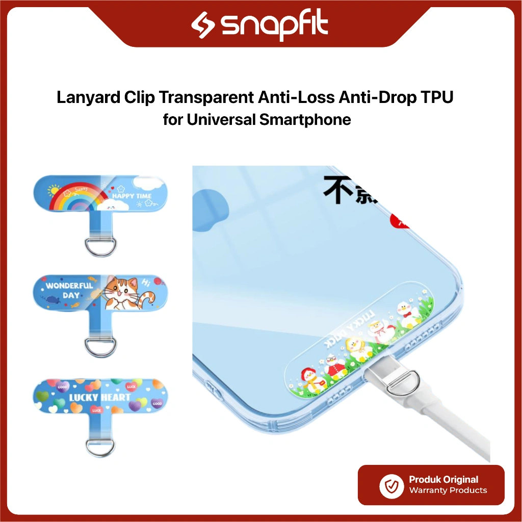Lanyard Clip Phone Universal SNAPFIT Lanyard Clip Transparent Anti-Loss TPU Card Hanging Piece Back Patch Connector