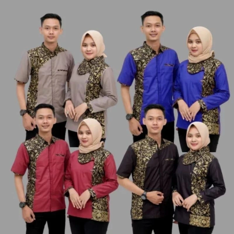 SERAGAM KANTOR/SERAGAM KERJA/SERAGAM HOTEL/SERAGAM PABRIK/seragam kantor pria dan wanita Baju seragam kombinasi batik, Seragam officeboy, Seragam Waiters Kemeja Lengan Pendek Pria Motif Kekinian