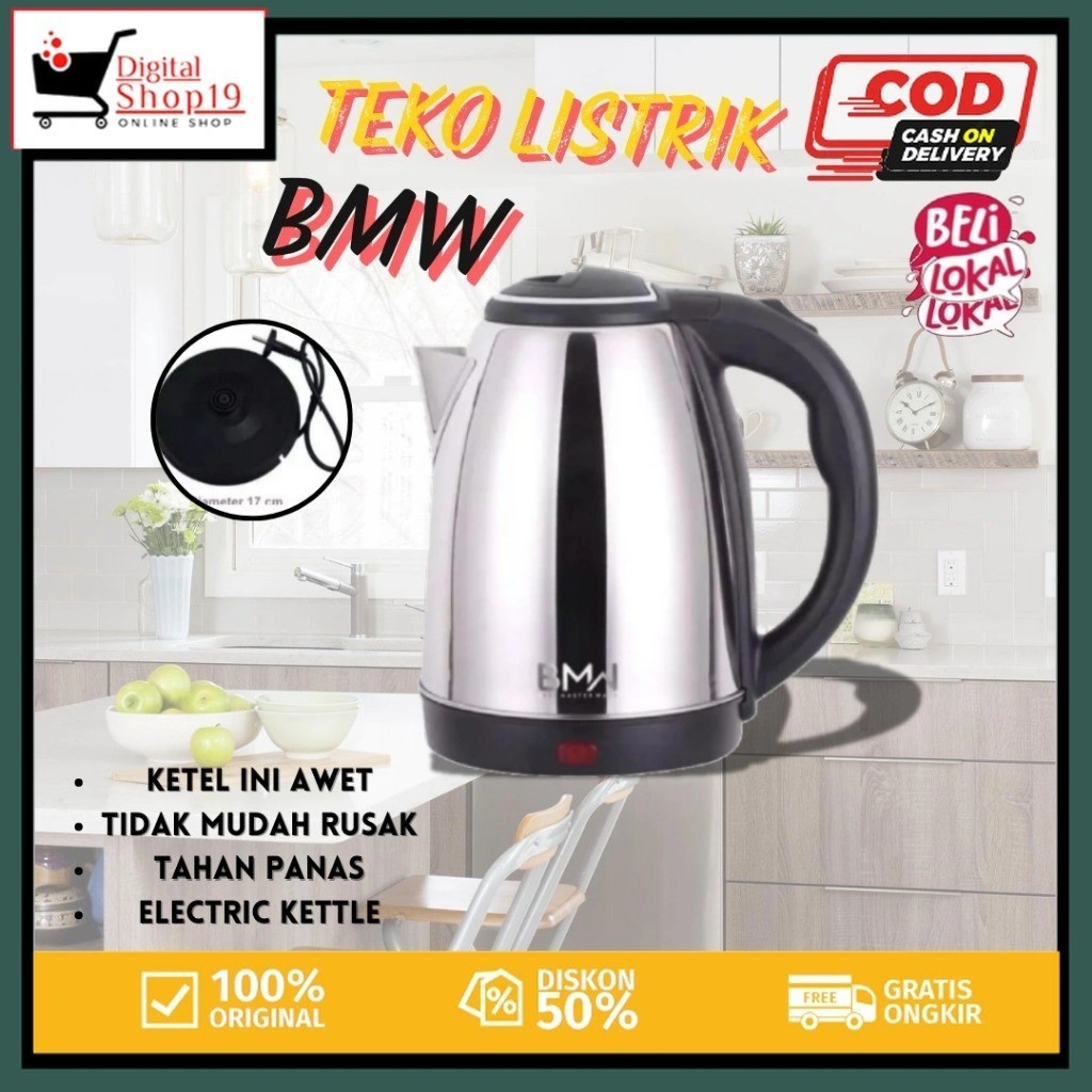DS.ID COD Teko listrik 2L / Teko Listrik 2 Liter / pemanas air 2.0 Liter/ kettle electric kapasitas /stainless steel 304 / Tempat Air Minum Elektrik / Pemanas Air