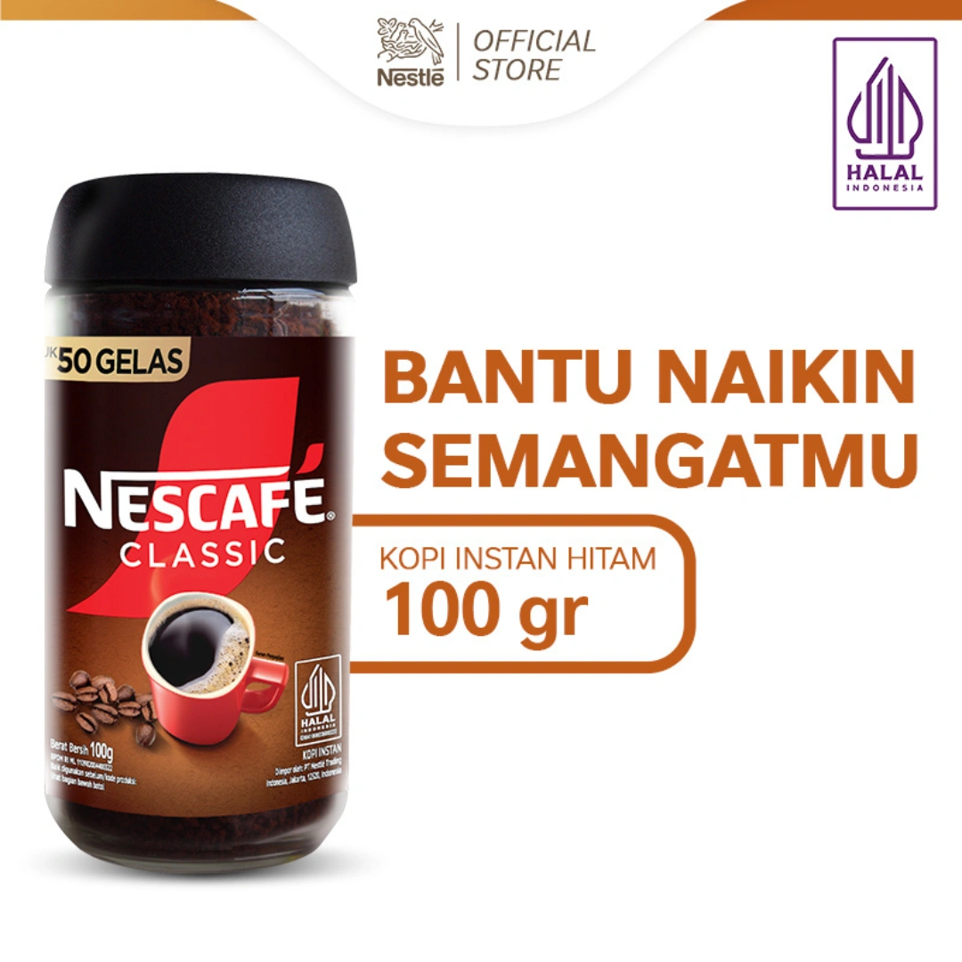 NESCAFE Classic Kopi Instan Kopi Hitam Kopi Bubuk 100g Jar