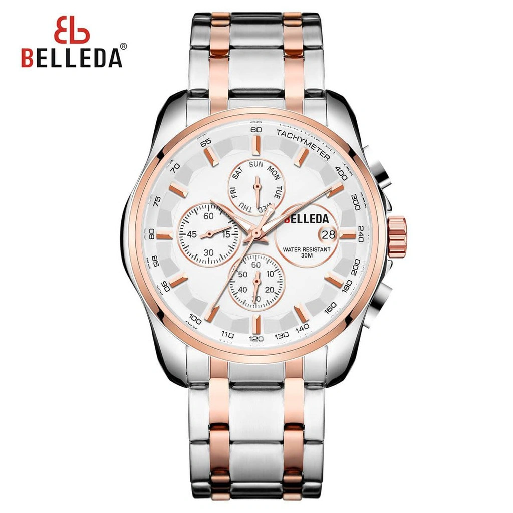 Jam Tangan Pria Belleda 9152 Chronograf Classic Mode Elegant Watches Anti Air 3Atm