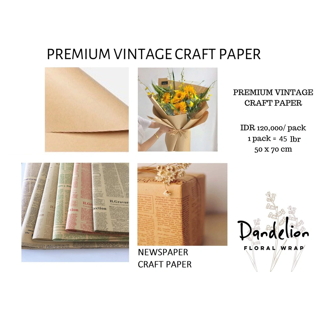 PREMIUM VINTAGE CRAFT PAPER KERTAS BUKET PEMBUNGKUS BUNGA HAND BOUQUET
