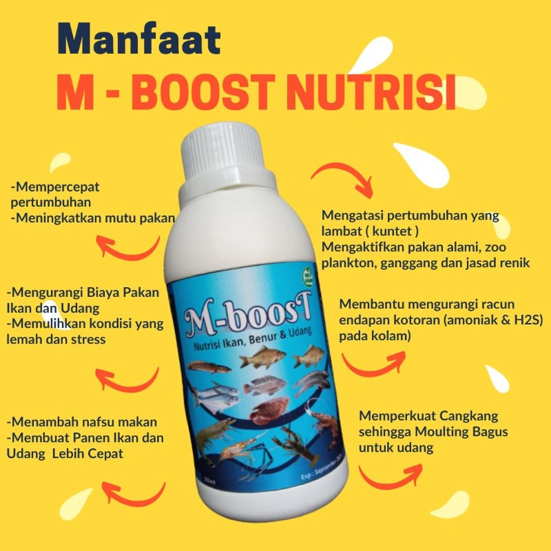 M BOOST NUTRISI PROBIOTIK STARTER IKAN AIR TAWAR VITAMIN PEMBESARAN IKAN BAKTERI PENCEGAH AMONIAK AIR KOLAM