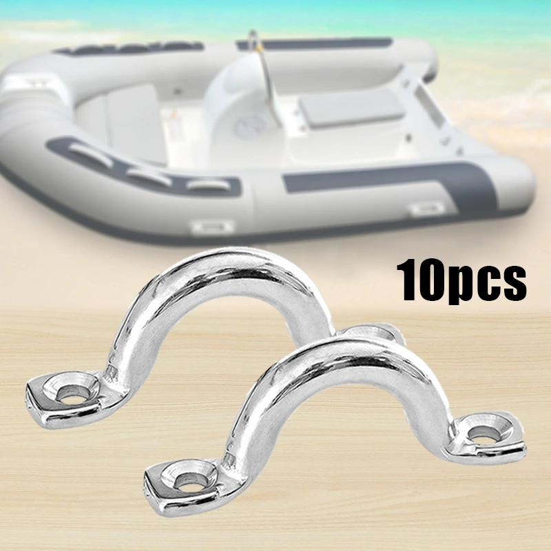 10pcs Boat Pad Eye Strap Stainless Steel Ceiling Hook Kayak Eye Plate Pad Eye Strap Untuk Dek Perahu
