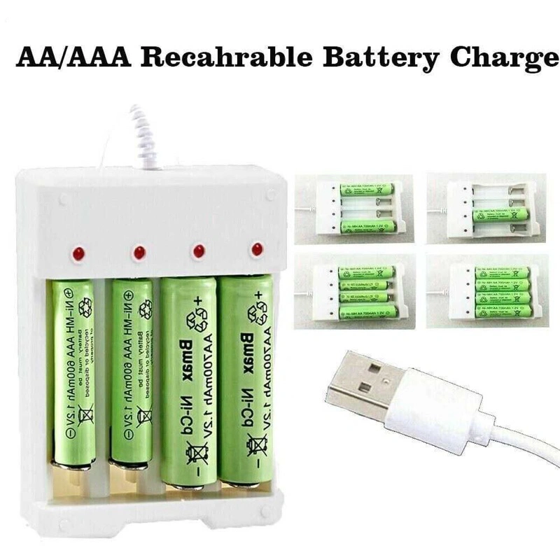 Charger Baterai 4 Slot AA AAA Ni-MH Ni-CD USB with LED - 0502A