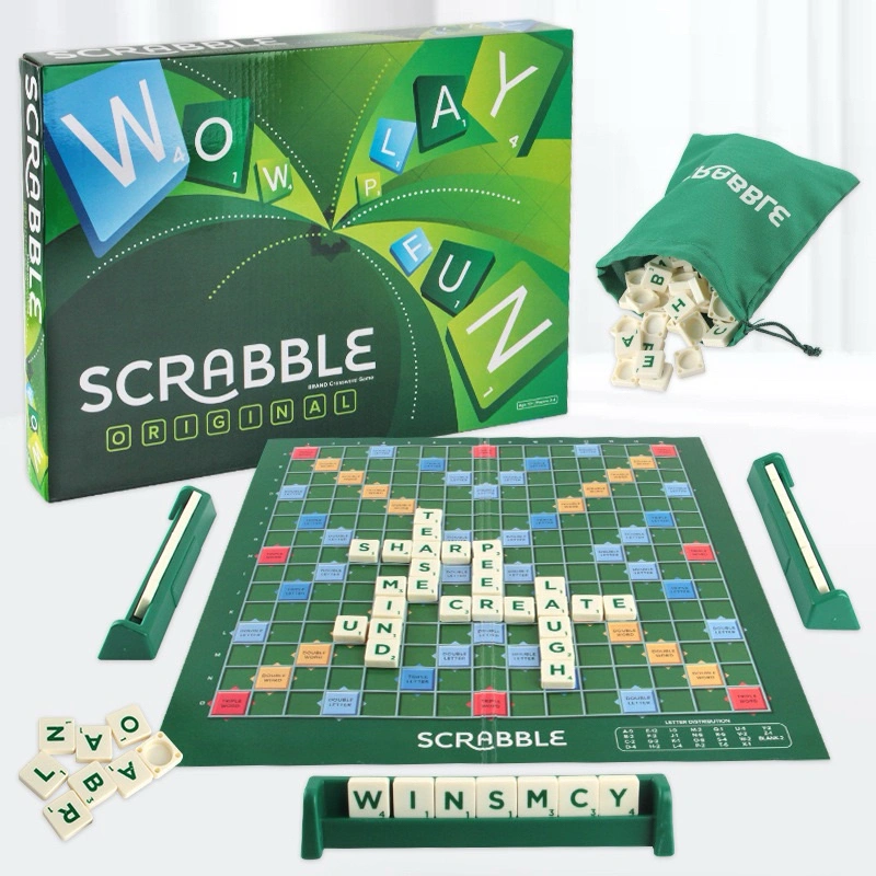 Scrabble Game/Board Karton Tebal/Board Game/Mainan Susun Kata Inggris/Wow Play Fun/Mainan Edukasi Anak/Education Toys/English Game/Kids Toys/Family Game/Party Game