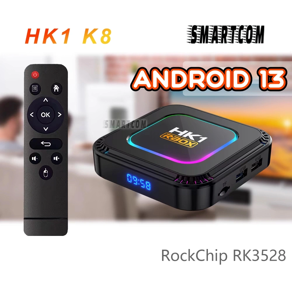 SMARTCOM Smart TV BOX HK1 RBOX K8 8K Android 13.0 Ram 4GB Rom 64GB Original Super Speed