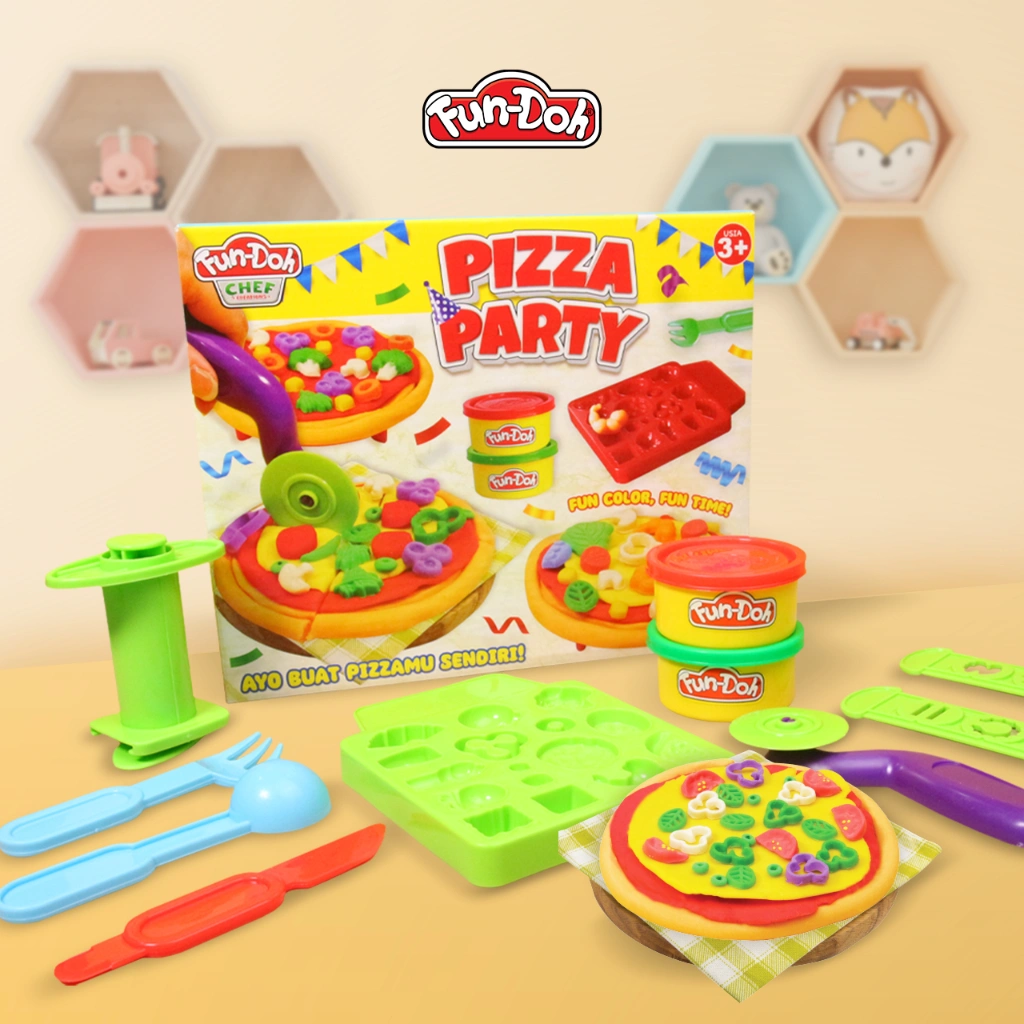 COD Fundoh Chef Pizza Party Mainan Edukasi Satu Set Cetakan Makanan Dengan Lilin Plastisin Clay Malam Anak Mainan Edukasi Kreatif Kecerdasan Kreatifitas Anak