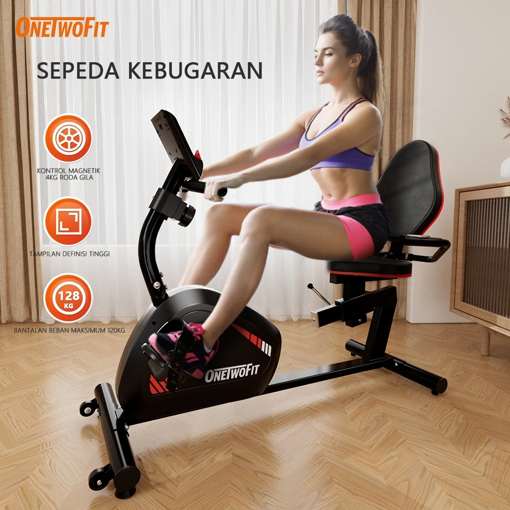 OneTwoFit Sepeda Statis Latihan Aerobik Recumbent Bike Adjustable Seat Exercise Bike