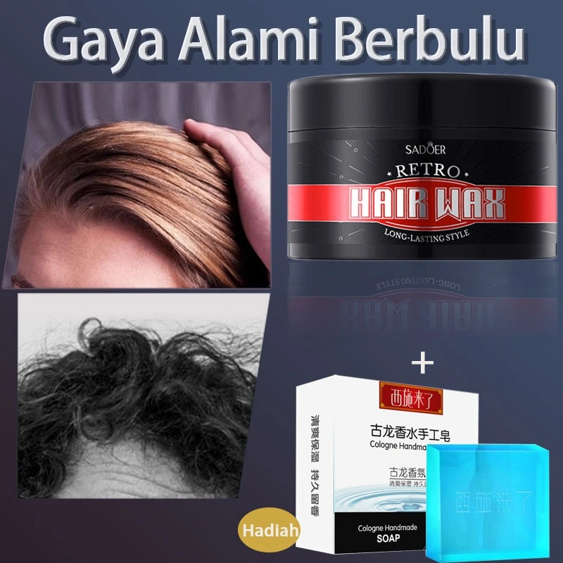 lumpur rambut Pria Kuat 100g Wax dan Gel Rambut Volume Alami Tahan Lama Tanpa Rasa Berlebihan