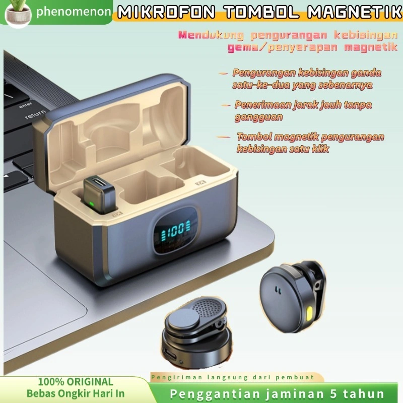 (COD/Gratis Ongkir) Mikrofon Wireless 2 in 1 Desain Clip-On Mikrofon untuk Ponsel Peralatan Rekaman/Live Streaming Pengurangan Noise untuk Perekaman Video dengan Ponsel