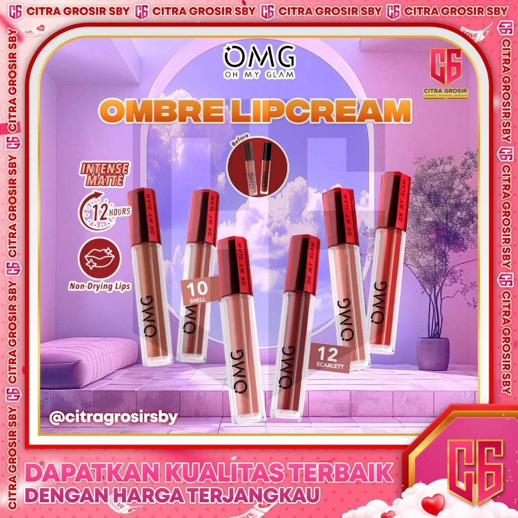 Paket OMBRE OMG OH MY GLAM Matte Kiss Lip Cream || Lip Cream OMG Coffe Edition
