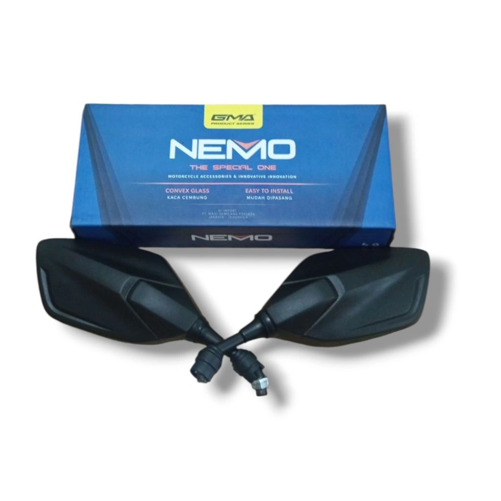 Spion Bubut Gen 2 NEMO GMA Kaca Cembung Tangkai Pendek Pandangan Luas Motor Vario Beat PCX ADV COD