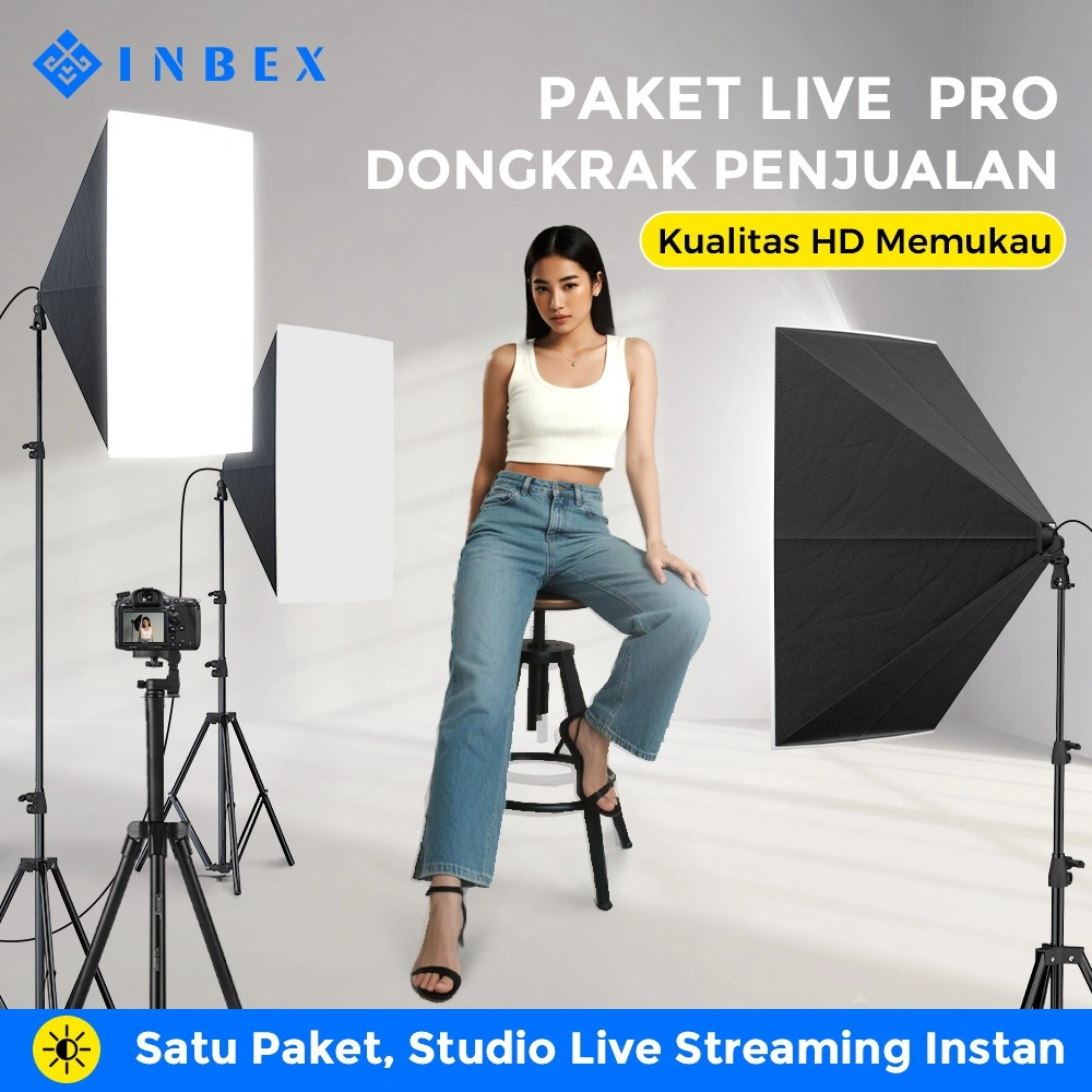 [Live Exclusive Link] INBEX Softbox Lighting Kit  3 Warna Photography Live Streaming Studio Lampu Video