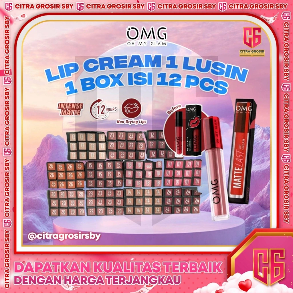 OMG OH MY GLAM Mattelast Lip Cream Moisturizing || 1 Lusin 12pcs
