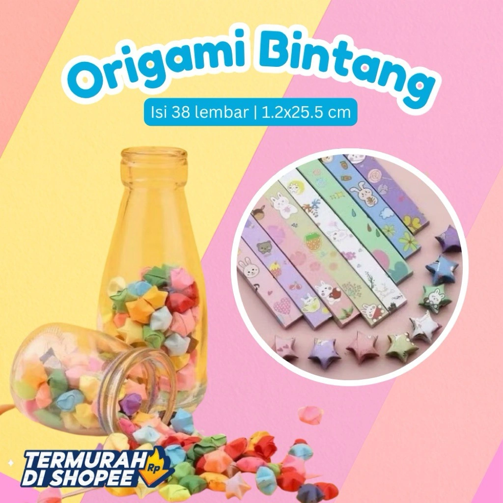 KIDSINK Kertas Origami Bintang Lucky Star Craft Handmade Kertas Strip Quilling Paper