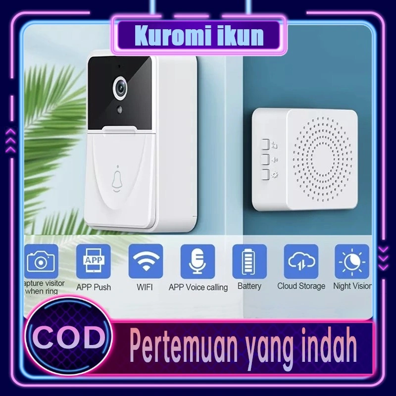 X9 Wireless bell camera IP66 waterproof bell rumah wireless WIFI doorbell bel/Bell Pintu Camera Smart Wireless Doorbell Camera IP66 Waterproof Bell Rumah Wireless WIFI Doorbell
