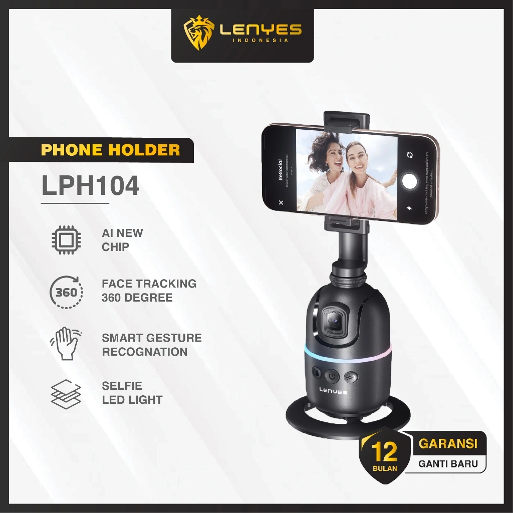 LENYES LPH104 Tripod Intelligent 360° Face Tracking Gimbal Stabilizer Phone Selfie Smart Gesture Recognition RCB LED Light