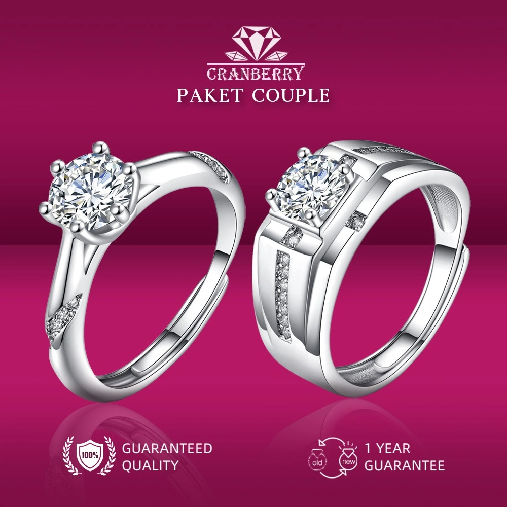 Cincin Paket couple Ring Elegan Cantik kombo 1 gram karat Carat Asli Yang Elegan wanita Couple  wedding Couple Pasangan Cowo Pria High Quality Grade  5A Import     Anti Karat Luntur Berubah Garansi 1Tahun D03