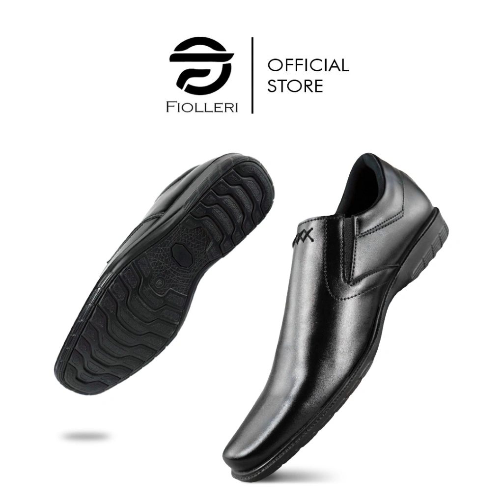 FIOLLERI Sepatu Pantofel Pria Hitam Sepatu Formal Kerja Kantor CGNG 412 Black