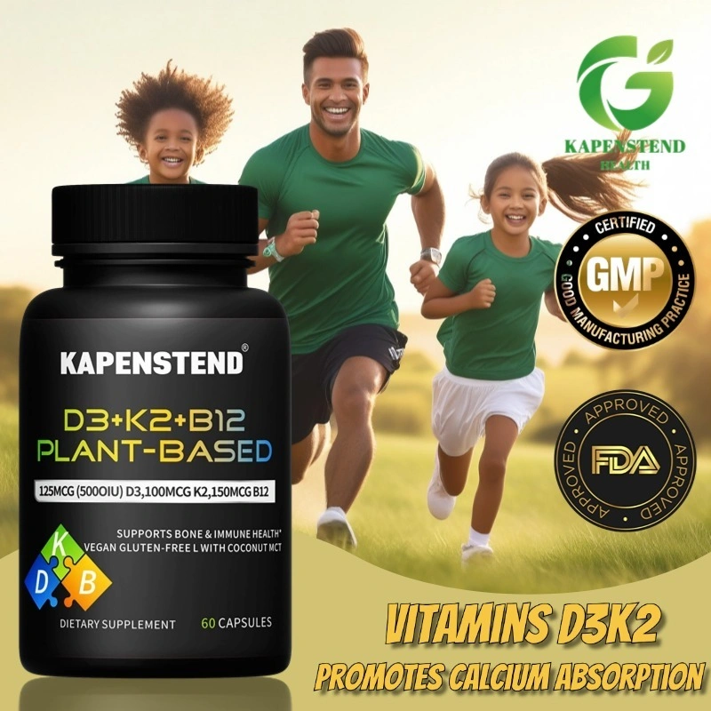 Vitamin K2 (MK7) & D3, Kesehatan Tulang & Jantung, Peningkatan Penyerapan Kalsium, 60 Kapsul