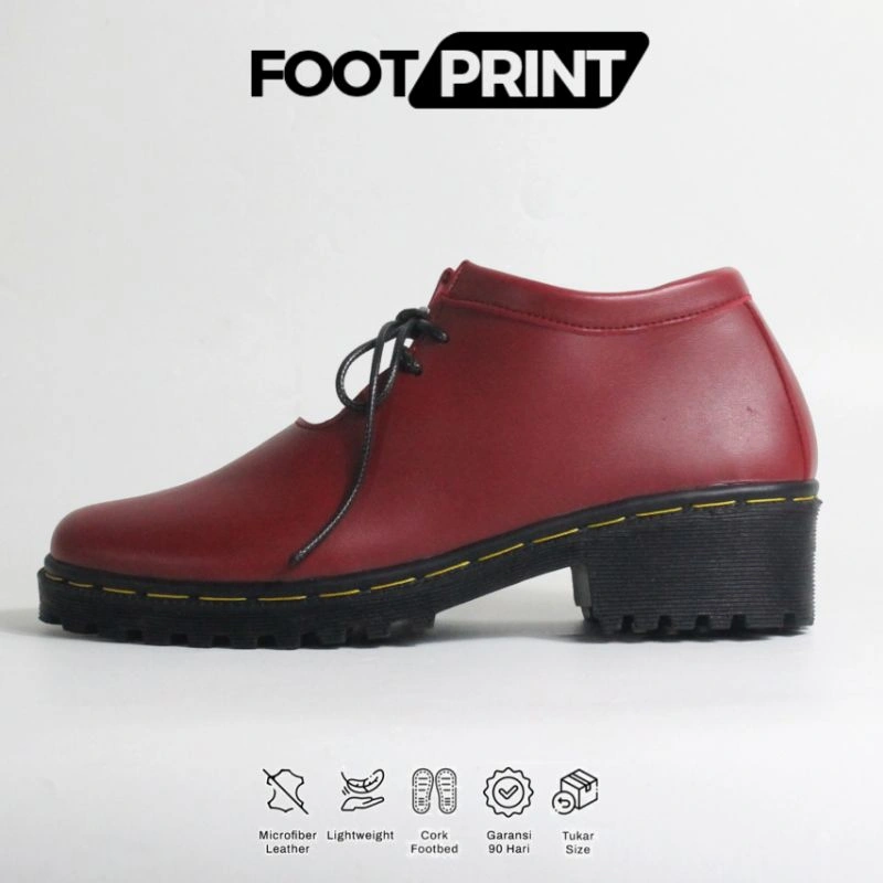 Sepatu Docmart wanita Footprint Cowgirl Maroon