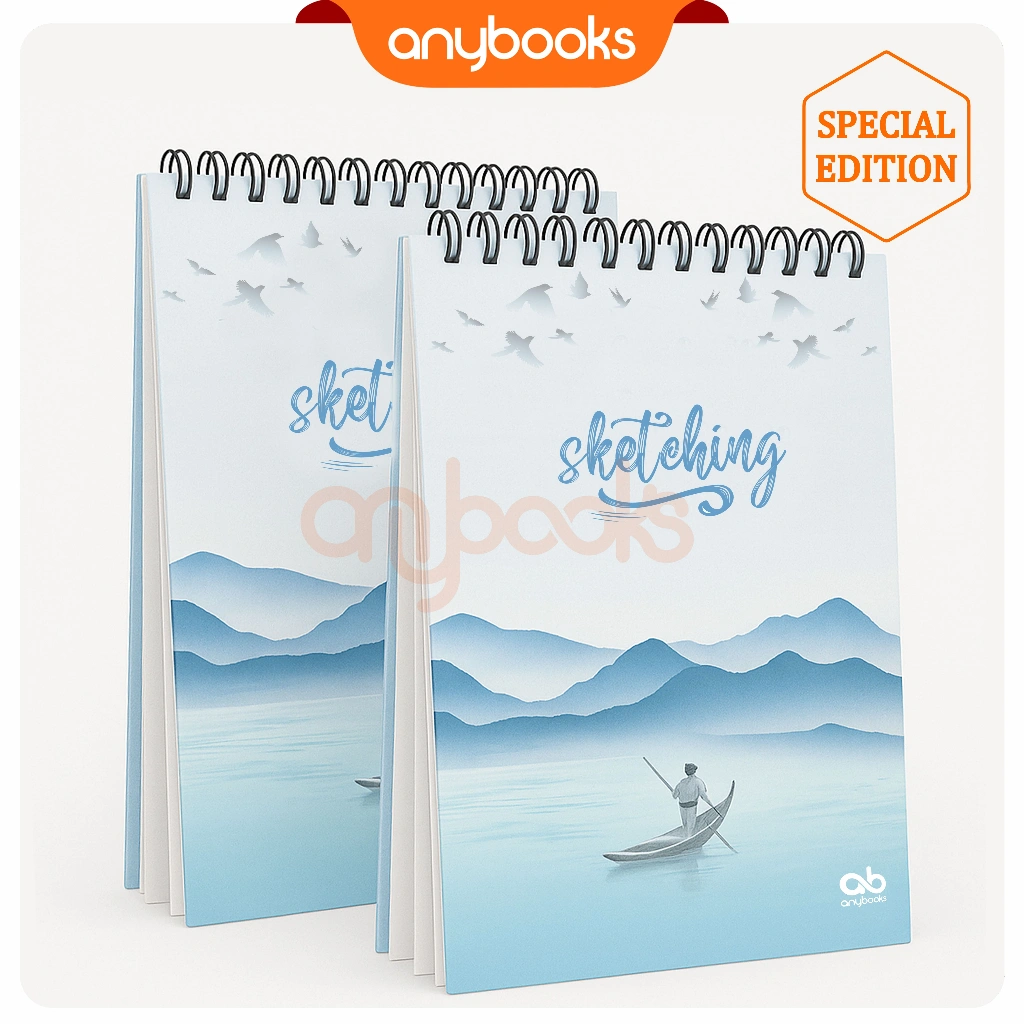Anybooks Edisi Spesial Sketchbook A4 Buku Gambar Vertikal Jilid Spiral Aesthetic Buku Sketsa 40 Page
