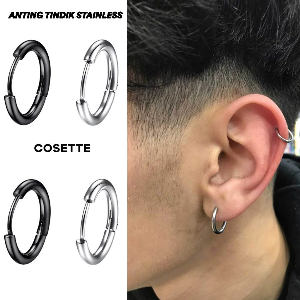 Anting Starboy Hoop Tindik Jepit Starboy Unisex Pria Wanita Gaya Korea Cosette