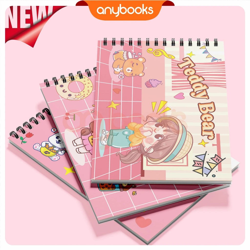 Anybooks Sketchbook Spiral A4 – Buku Gambar Anak & Dewasa, 100gsm, Isi 60 Halaman
