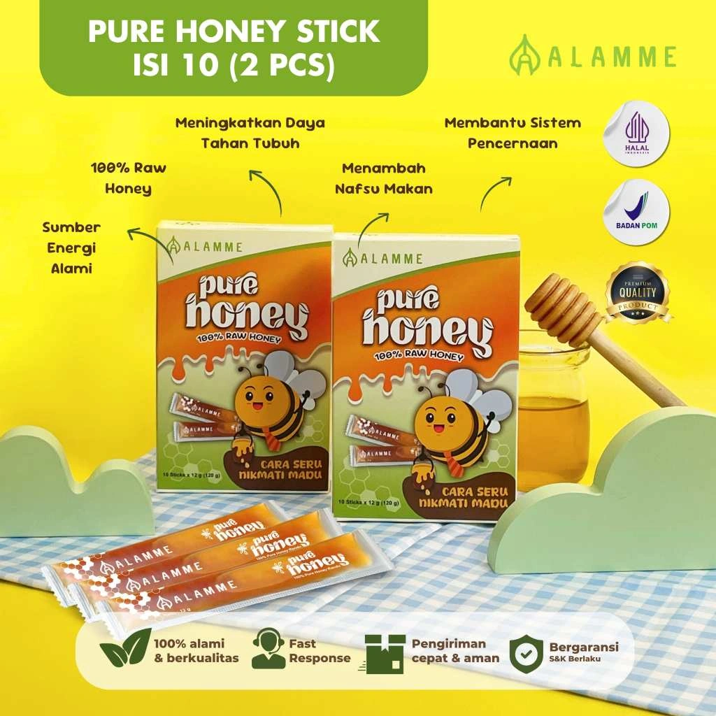 Alamme Pure Honey Stick 10 pcs 2 Box Madu Randu Murni Travel